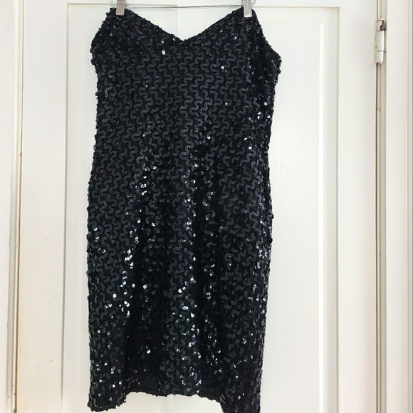VINTAGE - STRAPLESS SEQUIN DRESS - Picture 1 of 5